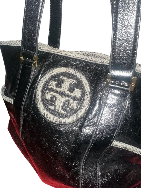 Tory Burch Black Leather Tote with Logo Medallion - Picture 6 of 17